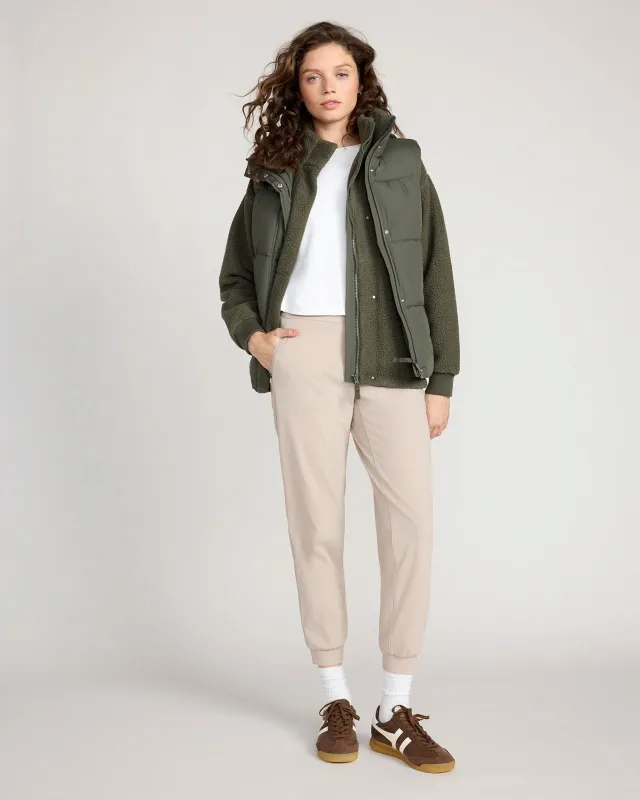 The Buttery Soft GRS Certified Recycled Nylon Mixed Media Jogger - Atmosphere Beige made by Mondetta