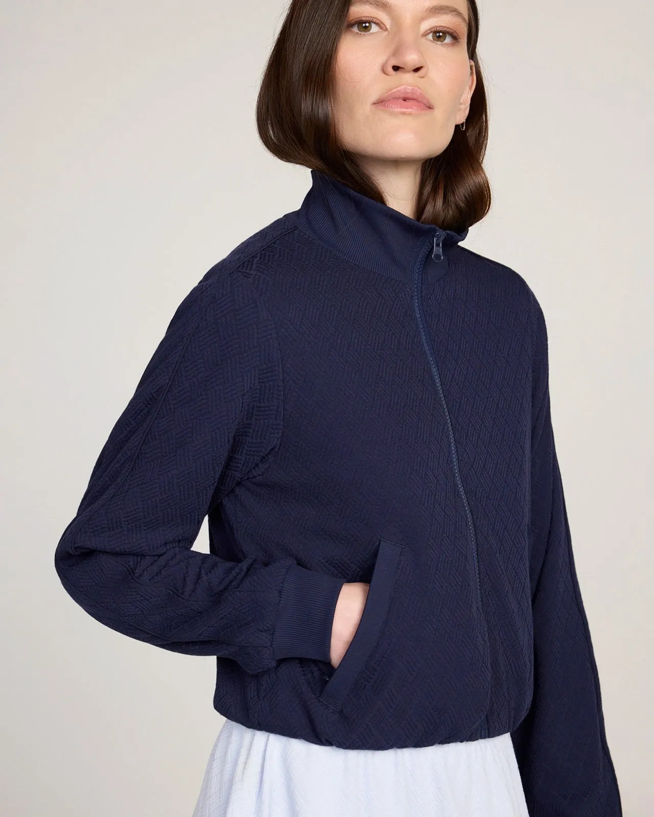 The Active Basket Weave Jacquard Cropped Jacket - Baritone Blue sold by Mondetta product image thumbnail 2