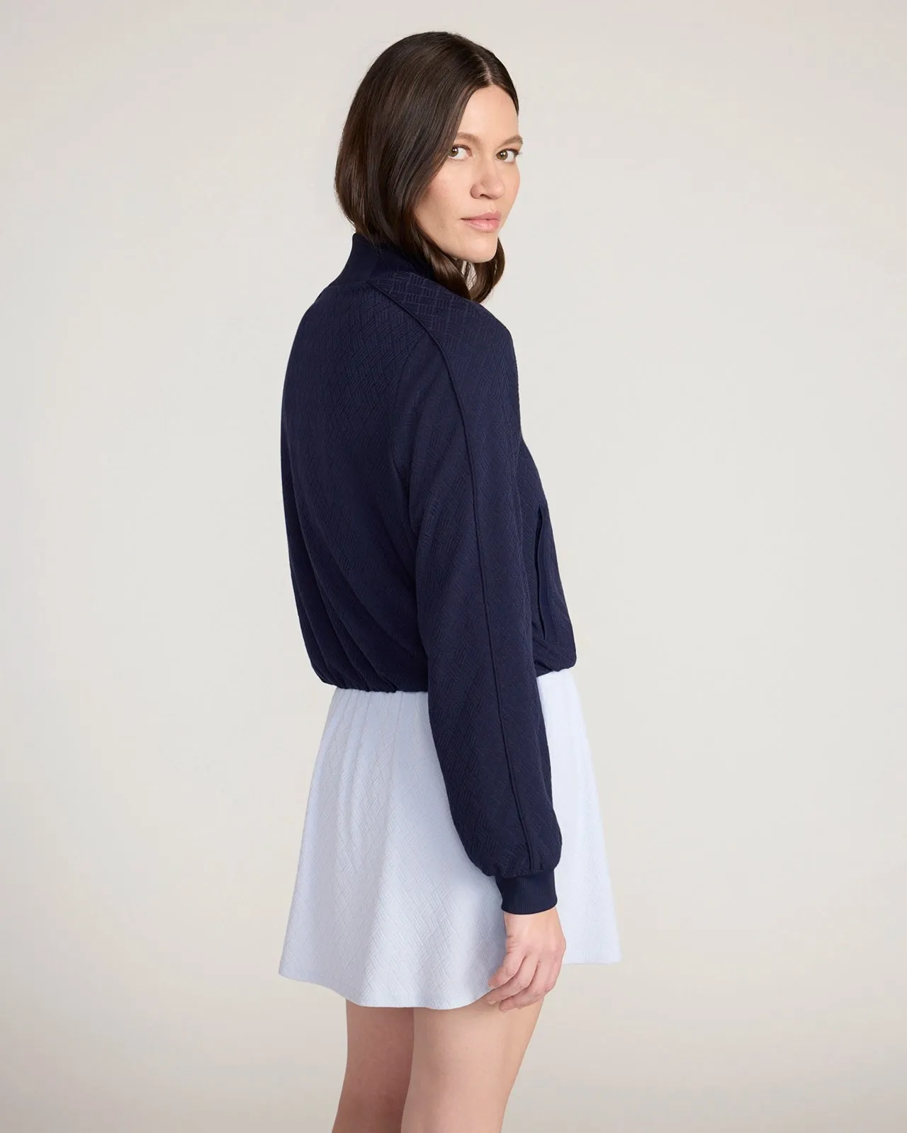 The Active Basket Weave Jacquard Cropped Jacket - Baritone Blue sold by Mondetta product image thumbnail 4