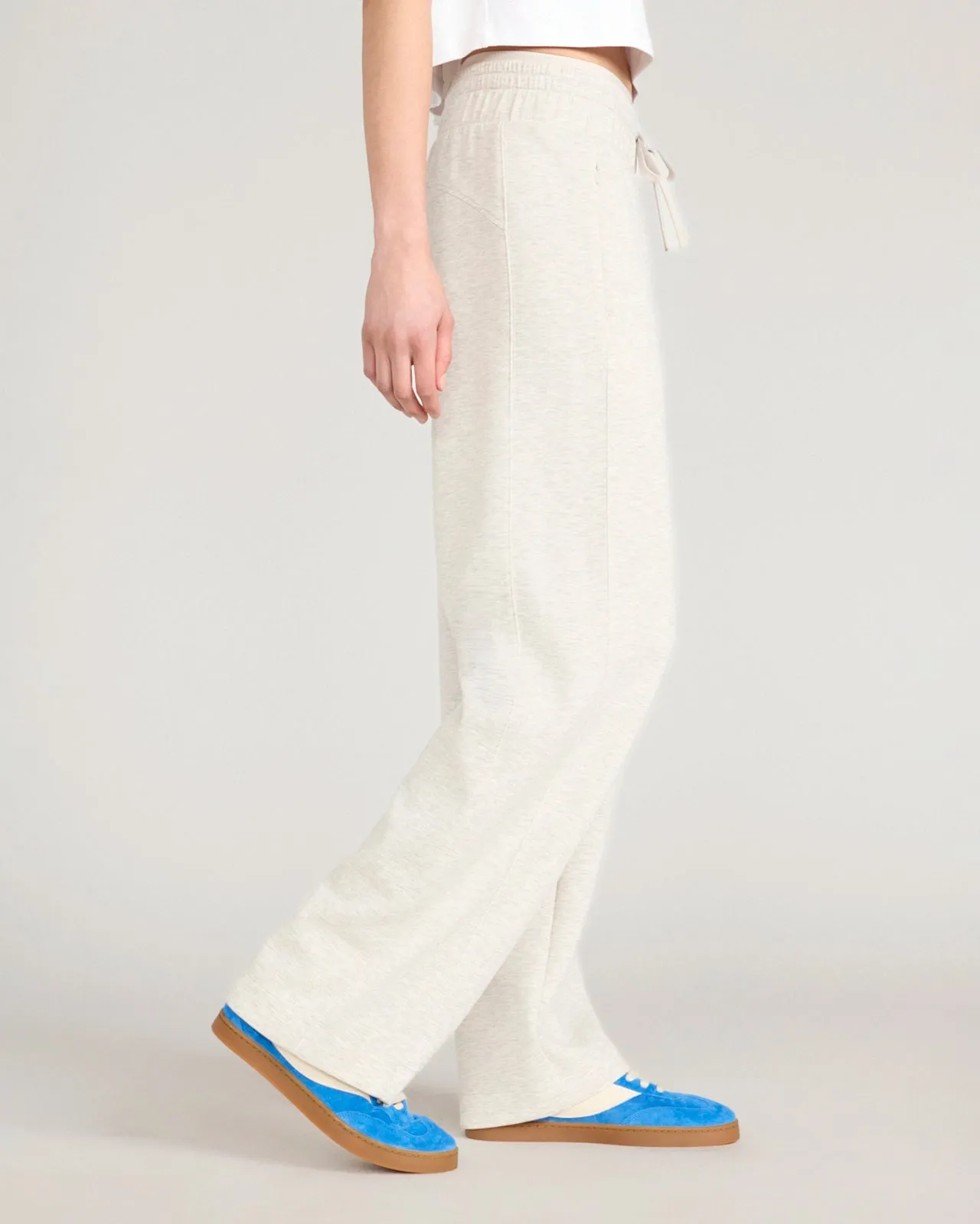 The Soft Luxe Double Knit Wide Leg Pant - Heather Oatmeal sold by Mondetta product image thumbnail 4
