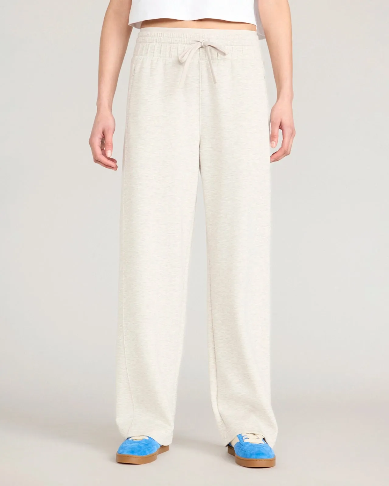 The Soft Luxe Double Knit Wide Leg Pant - Heather Oatmeal sold by Mondetta