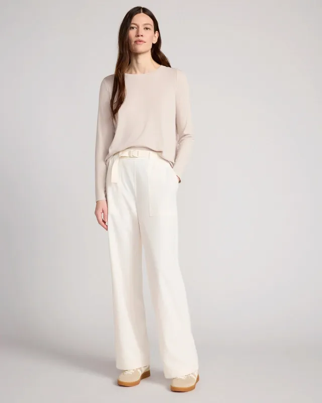 The Travel Looper Back Wide Leg Utility Pant - Sugar Swizzle Cream made by Mondetta