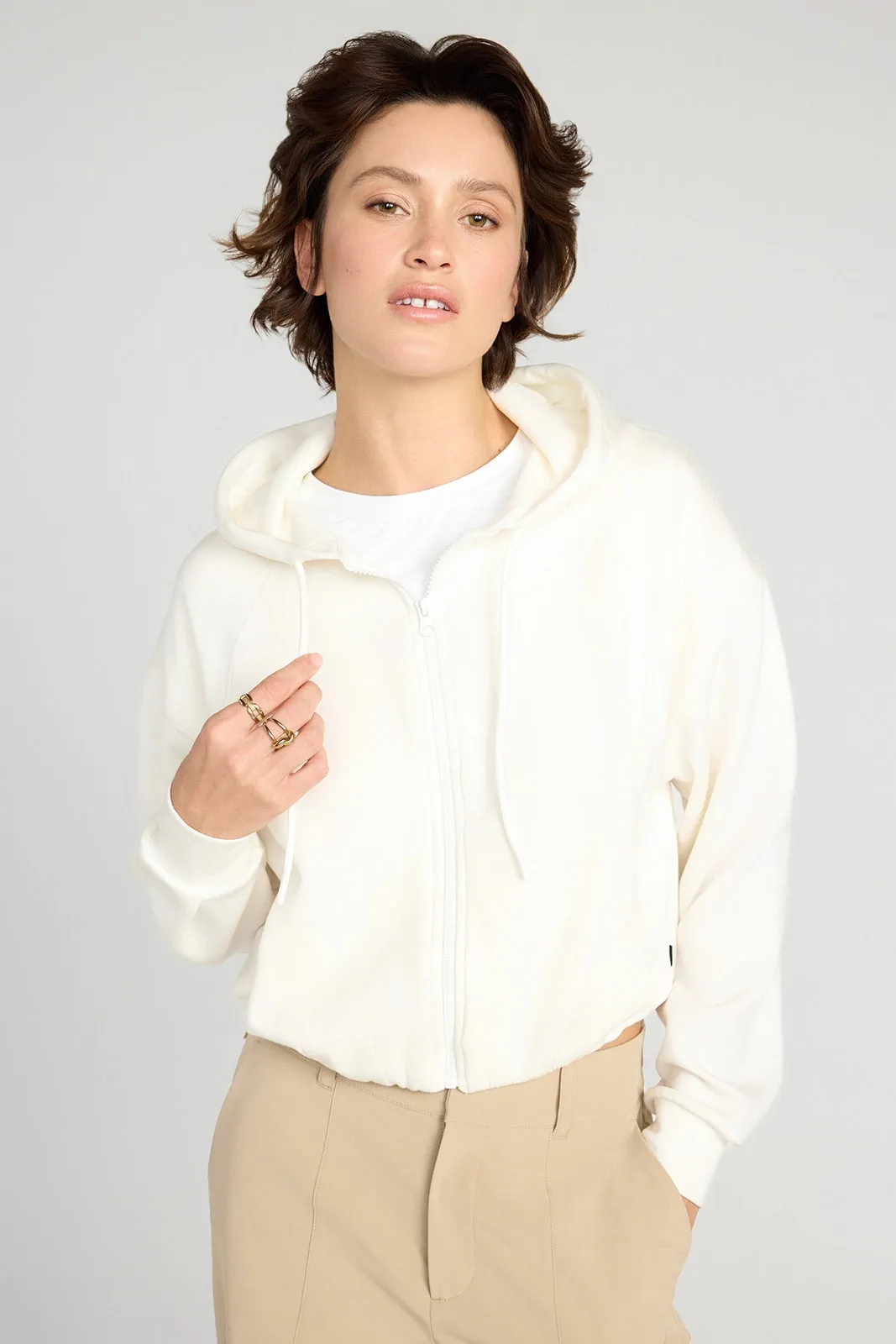 The Double Knit Cropped Hoodie - Sugar Swizzle Cream sold by Mondetta product image thumbnail 3