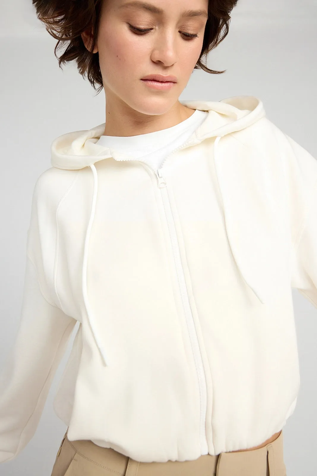 The Double Knit Cropped Hoodie - Sugar Swizzle Cream sold by Mondetta product image thumbnail 5