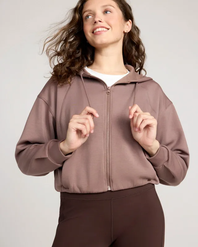 The Double Knit Cropped Hoodie - Deep Taupe made by Mondetta
