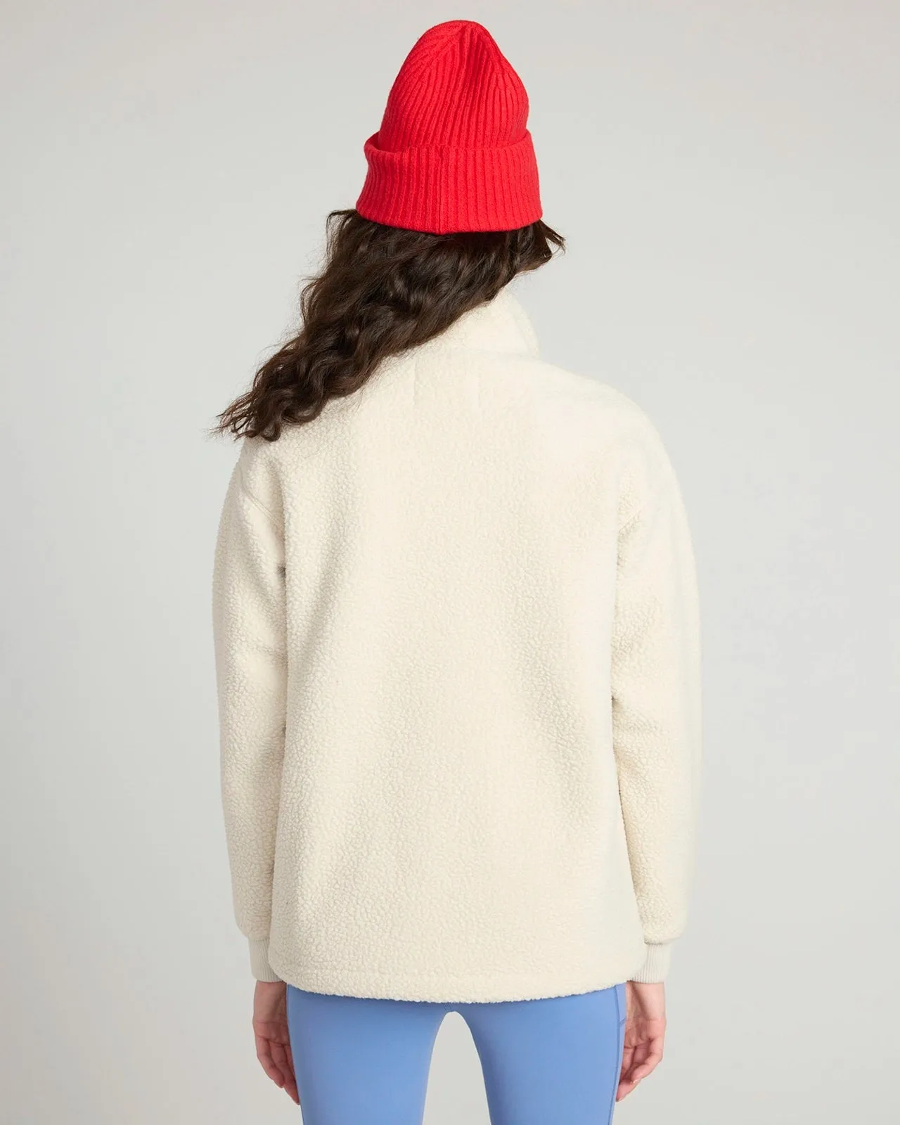 The Soft Sherpa and Crinkle Trim Fleece Jacket - Pelican White sold by Mondetta product image thumbnail 4