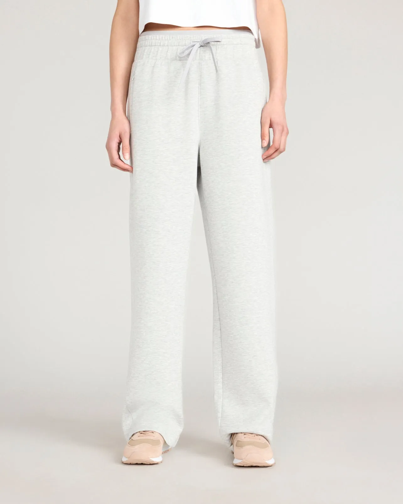 The Soft Luxe Double Knit Wide Leg Pant - Heather Concrete sold by Mondetta