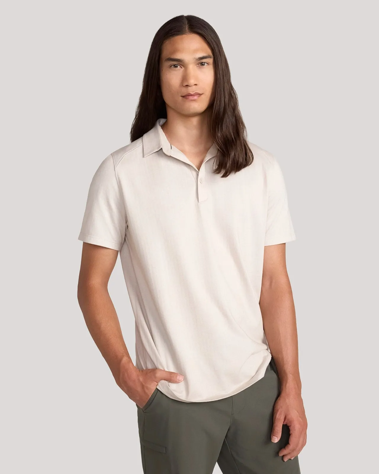 The Active Organic Cotton Herringbone Jacquard Polo - Chateau Grey sold by Mondetta product image thumbnail 4