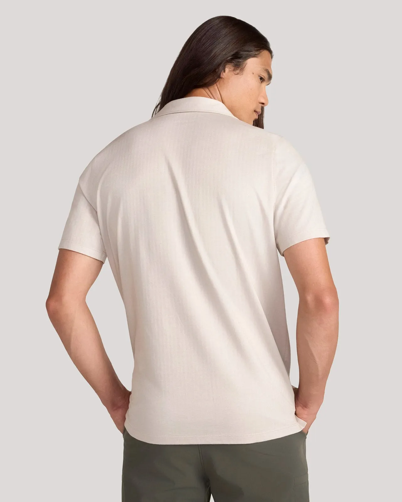 The Active Organic Cotton Herringbone Jacquard Polo - Chateau Grey sold by Mondetta product image thumbnail 3