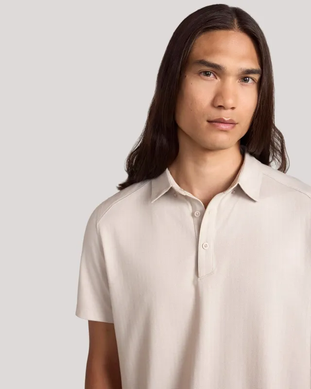 The Active Organic Cotton Herringbone Jacquard Polo - Chateau Grey made by Mondetta
