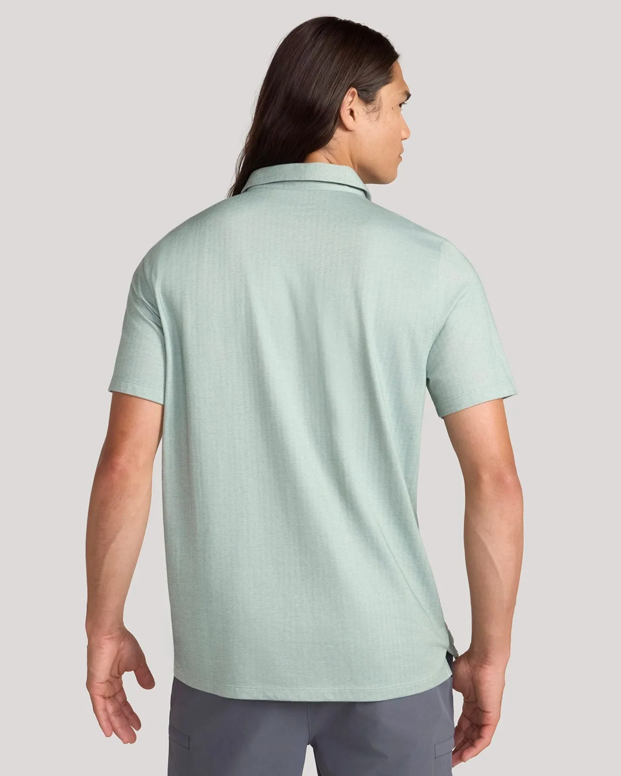 The Active Organic Cotton Herringbone Jacquard Polo - Green sold by Mondetta product image thumbnail 3