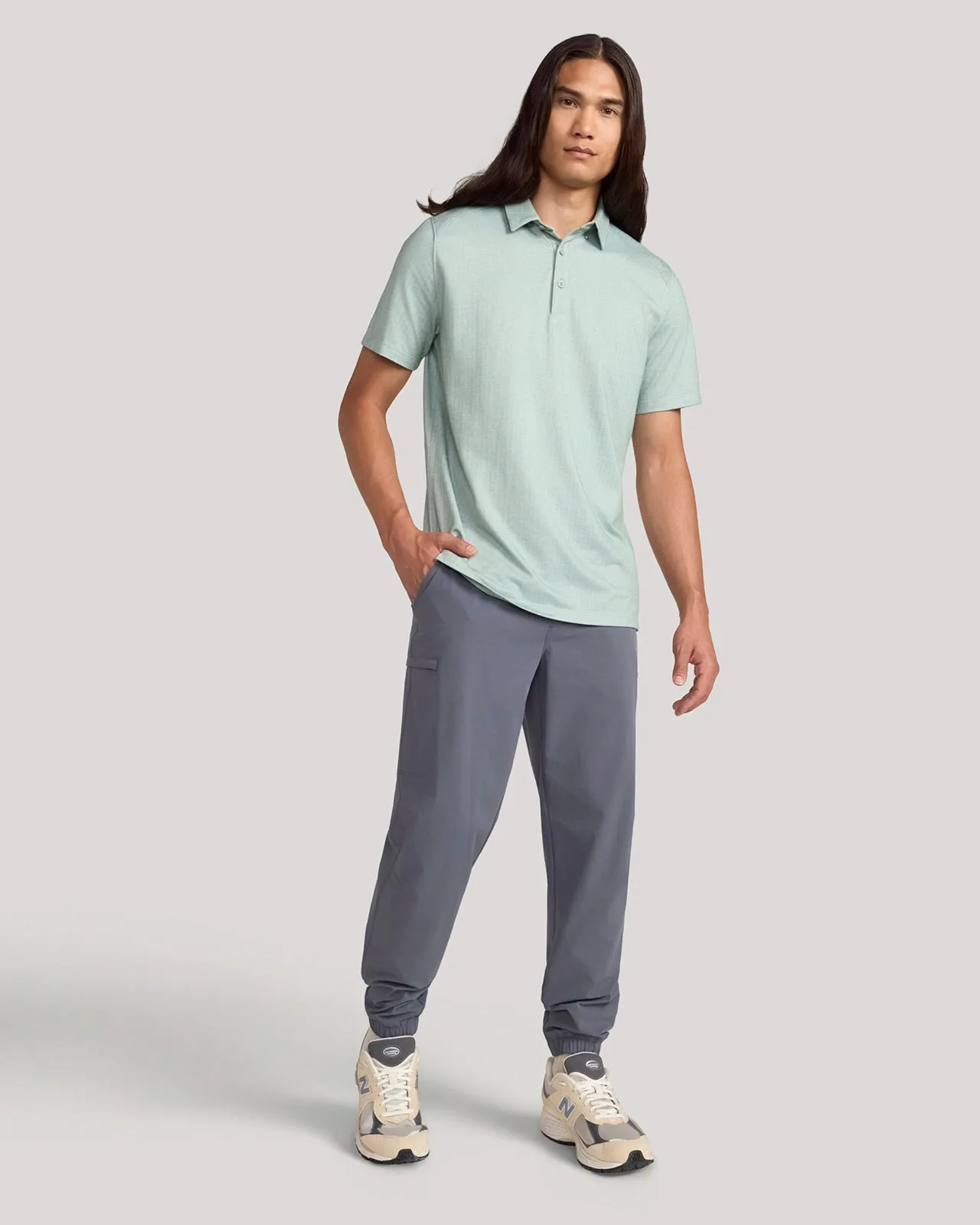 The Active Organic Cotton Herringbone Jacquard Polo - Green sold by Mondetta product image thumbnail 2