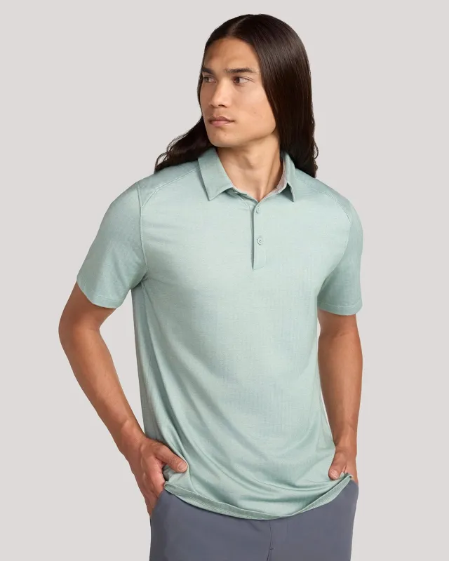 The Active Organic Cotton Herringbone Jacquard Polo - Green made by Mondetta