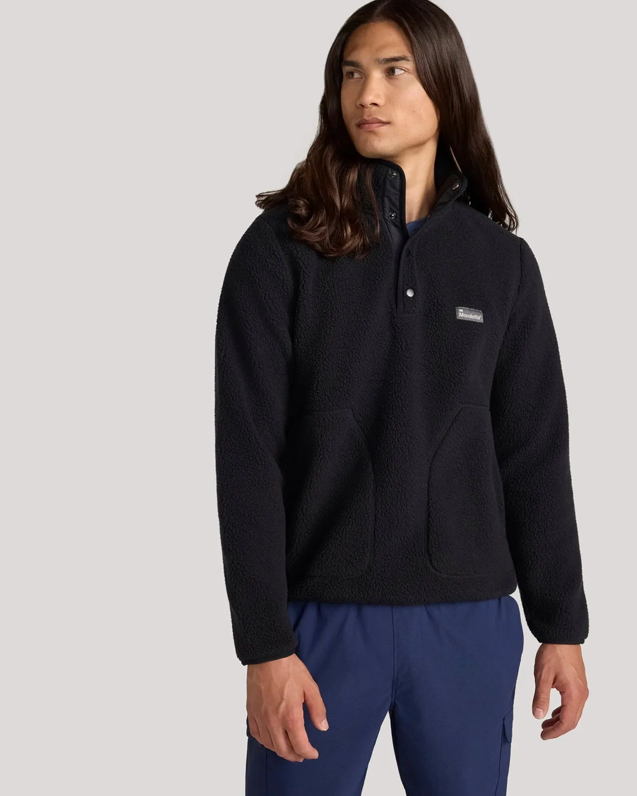 The Soft Luxe Berber Quarter-Snap Pullover - Black sold by Mondetta