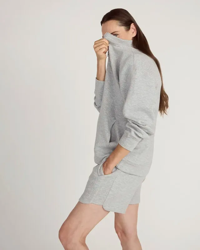 The Luxe Knit Melange Half Zip - Lt Heather Grey made by Mondetta