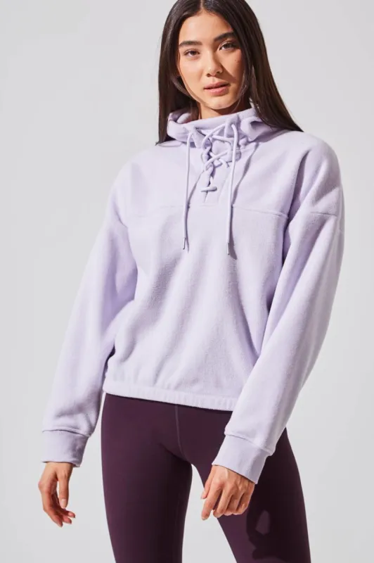 Avril Cropped Fleece Hoodie made by Warehouse