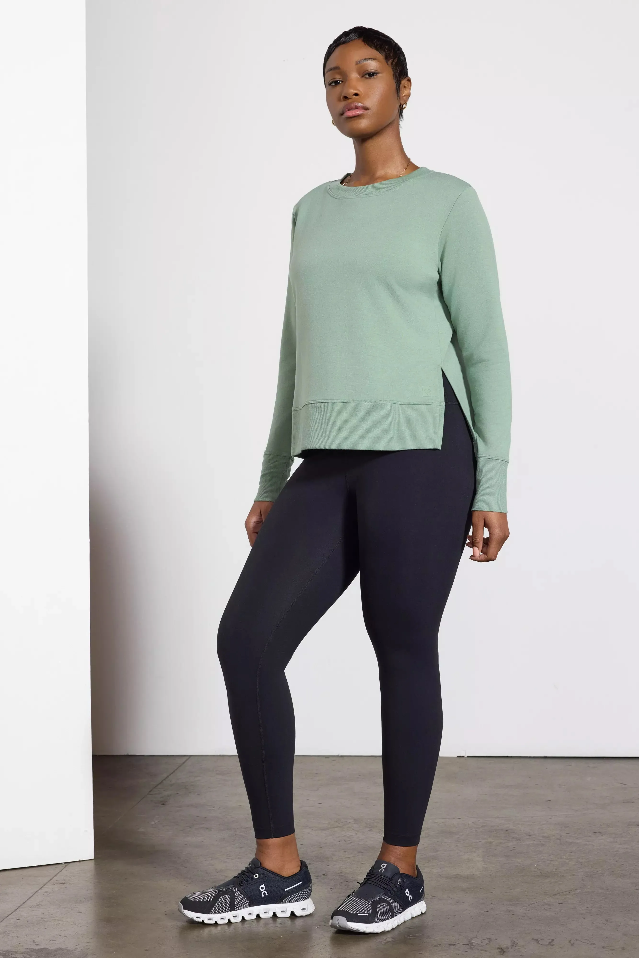 Modal Fleece Side Slit Pullover - Hedge Green sold by MPG product image thumbnail 2
