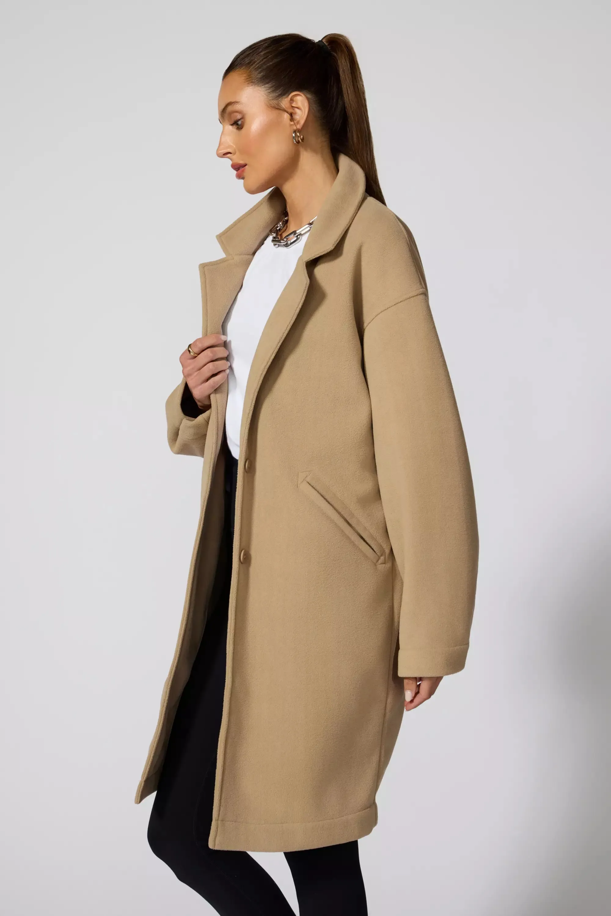 Elevate Fleece Overcoat - New Taupe sold by MPG product image thumbnail 3