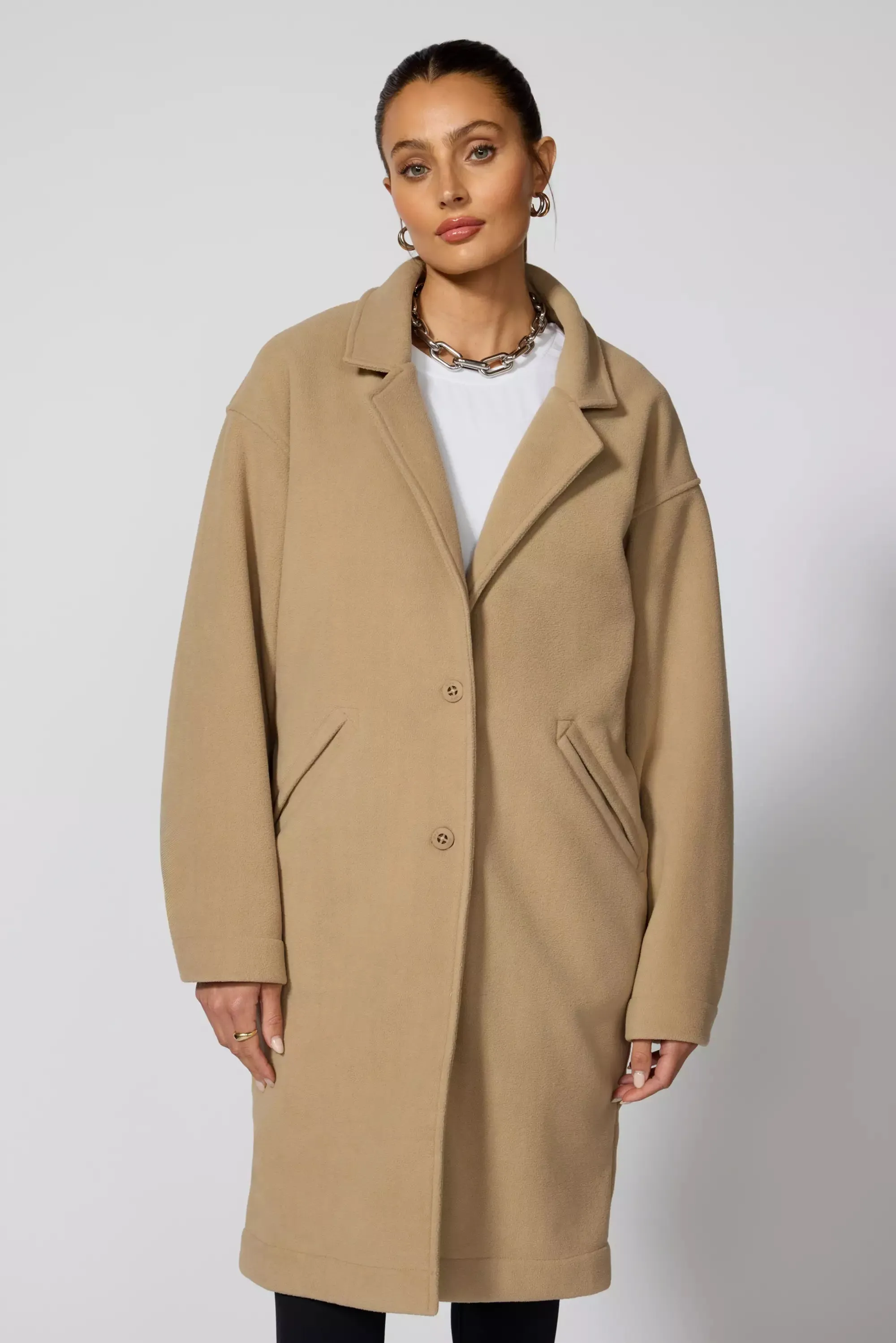 Elevate Fleece Overcoat - New Taupe sold by MPG product image thumbnail 5