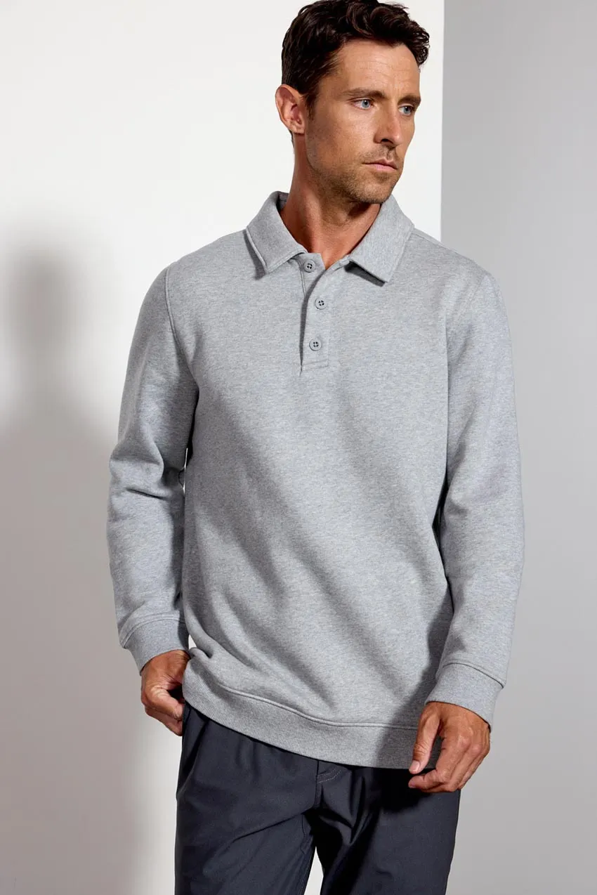 Comfort Men's Fleece Polo - Htr Concrete sold by MPG