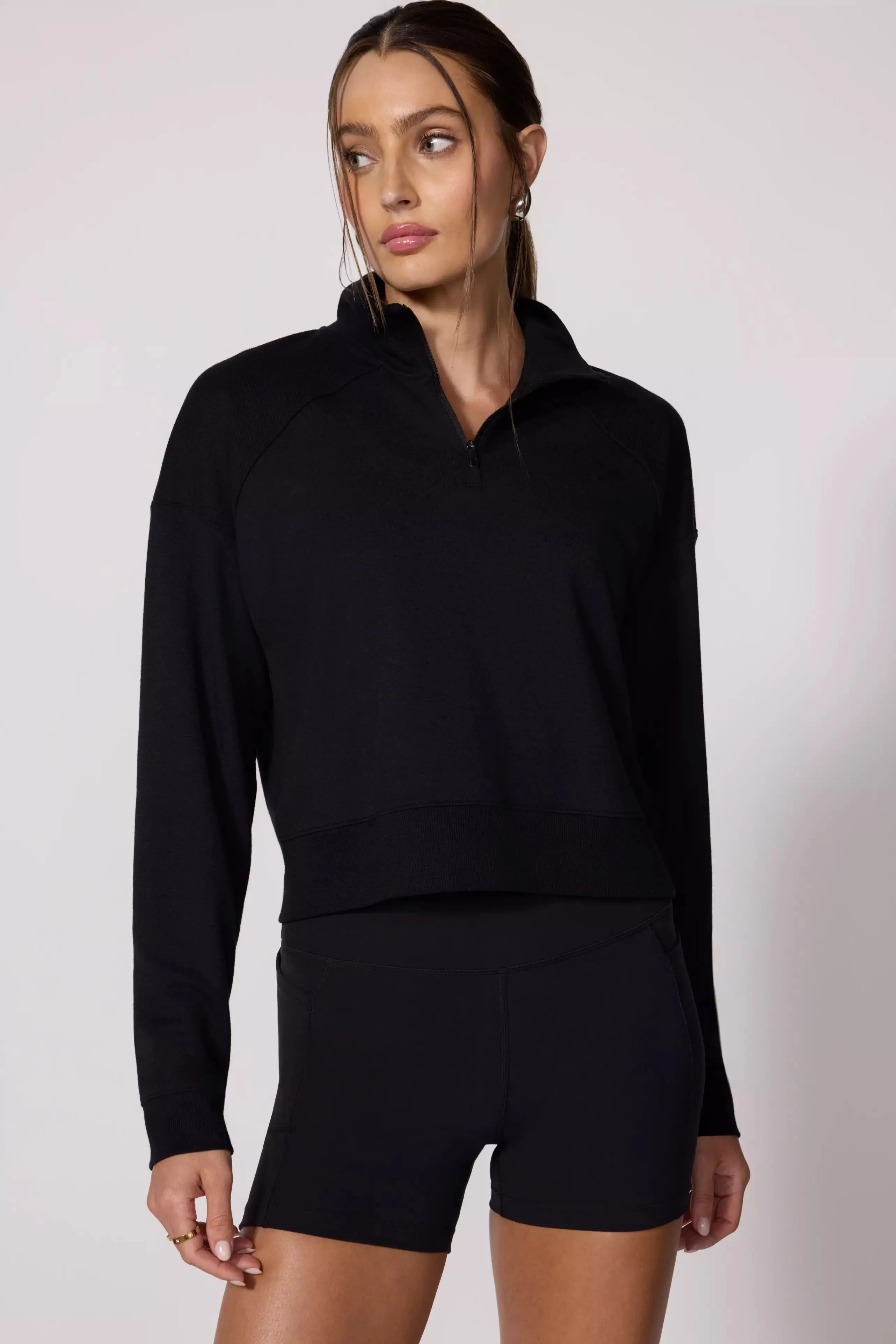 Modal Fleece Relaxed 1/4 Zip - Black sold by MPG