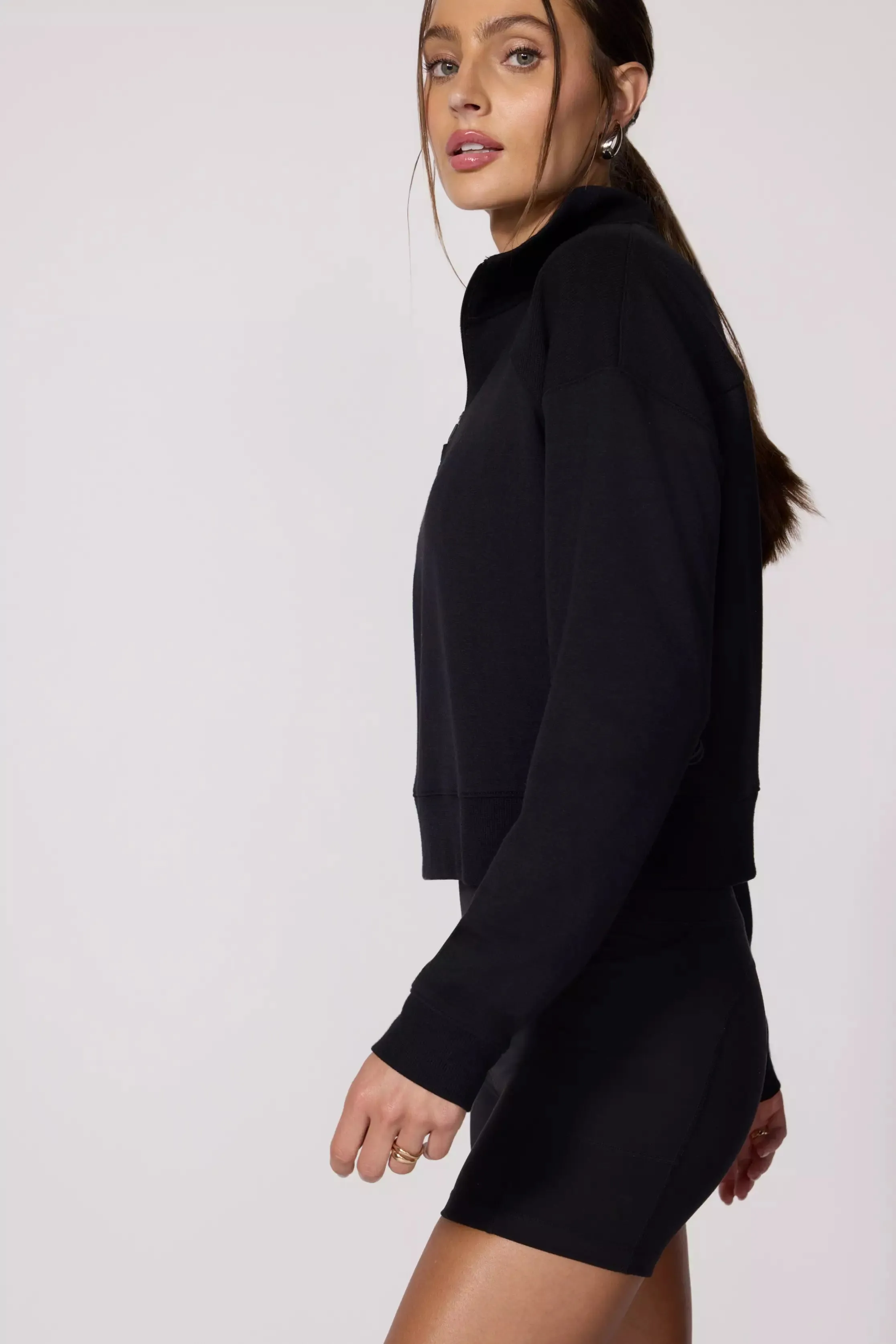 Modal Fleece Relaxed 1/4 Zip - Black sold by MPG product image thumbnail 4