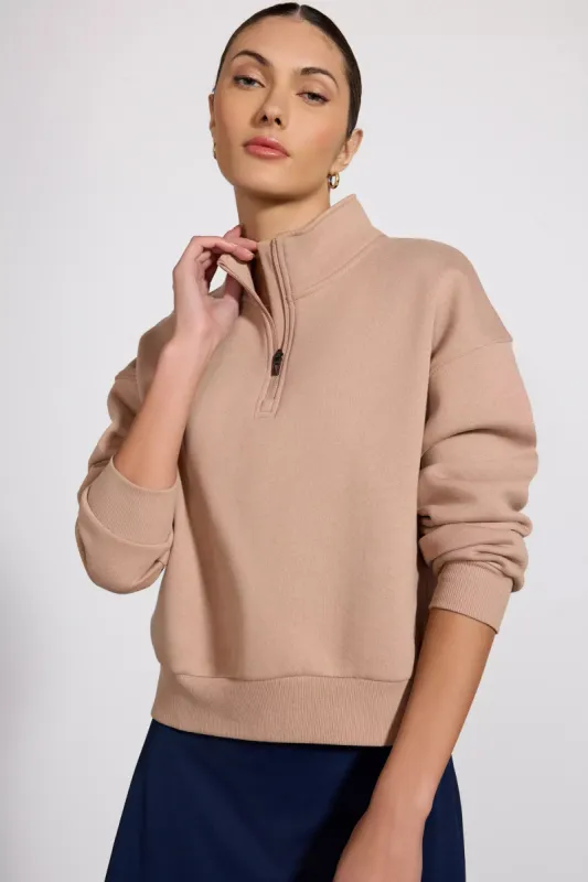Comfort Fleece 1/4 Zip  - Warm Taupe sold by MPG