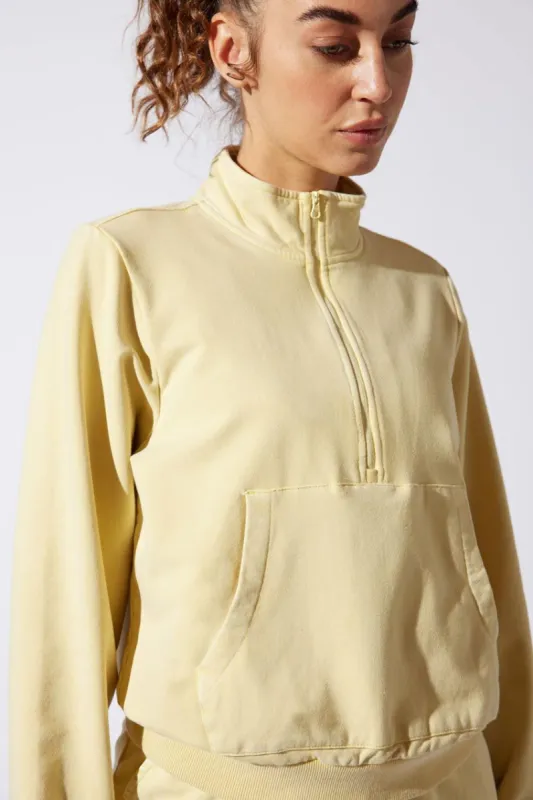 Ally 1/2 Zip Cropped Sweatshirt made by Warehouse