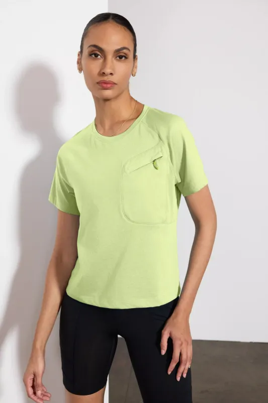 Achieve Pocket Tee with Mesh Panel - Shadow Lime sold by MPG