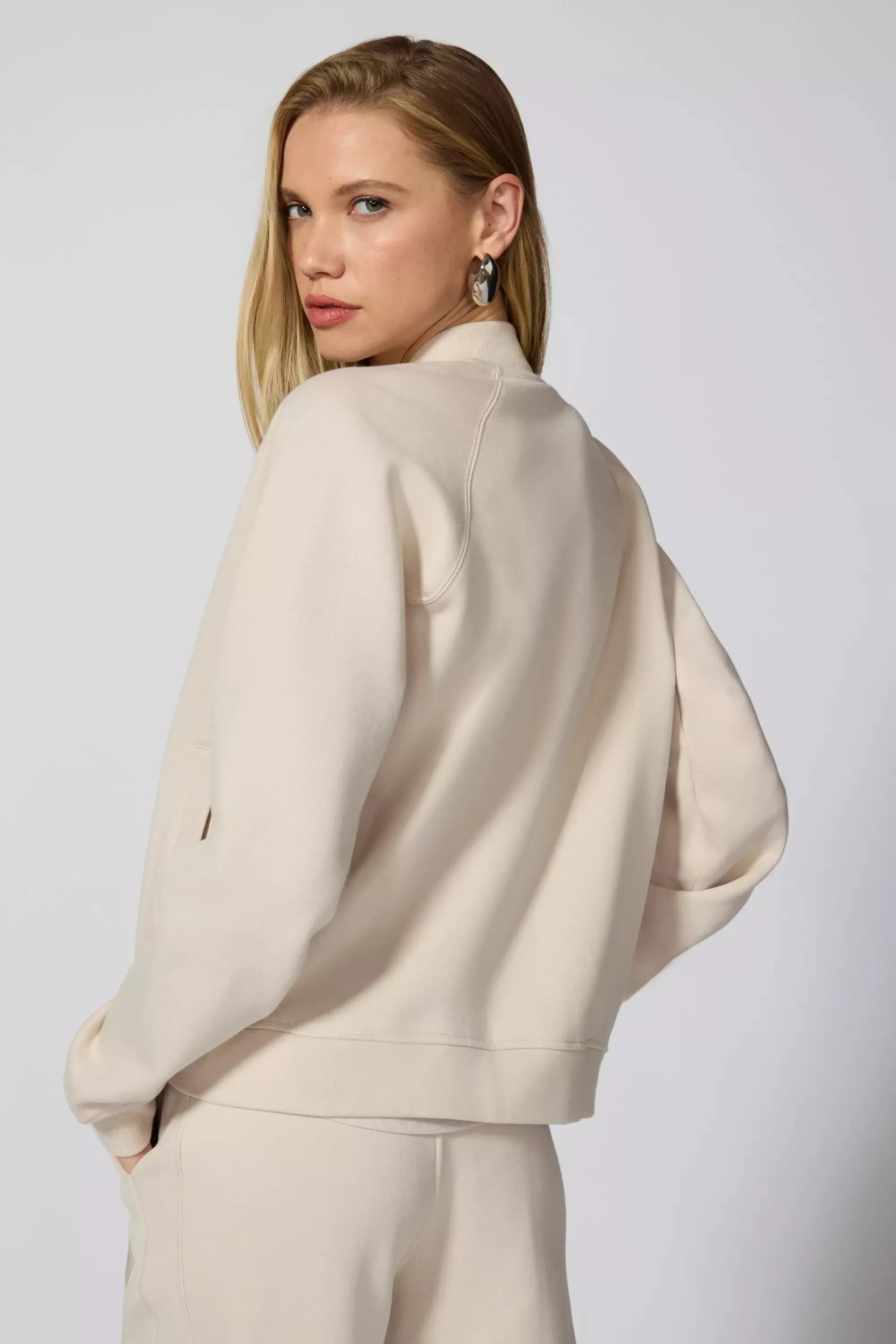 Comfort Fleece Bomber Jacket - Stone sold by MPG product image thumbnail 3