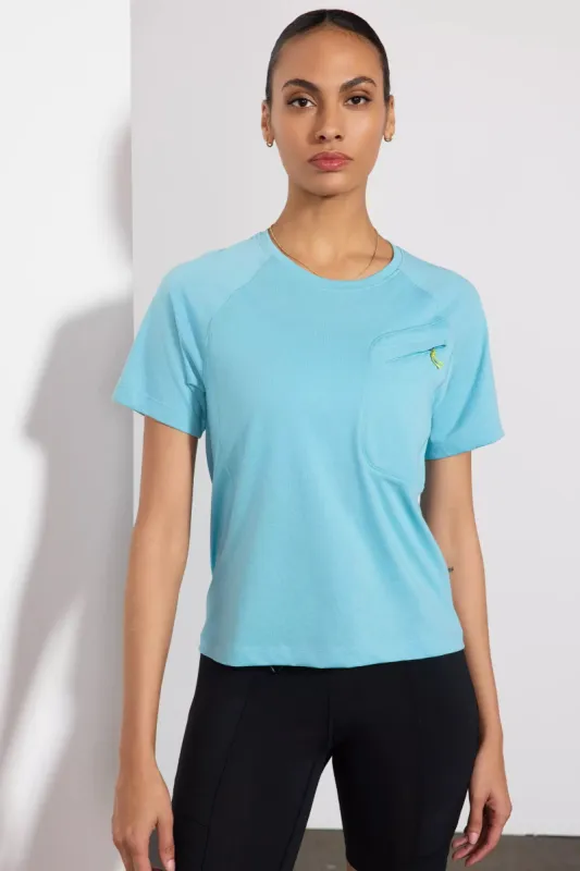 Achieve Pocket Tee with Mesh Panel - Reef Waters sold by MPG
