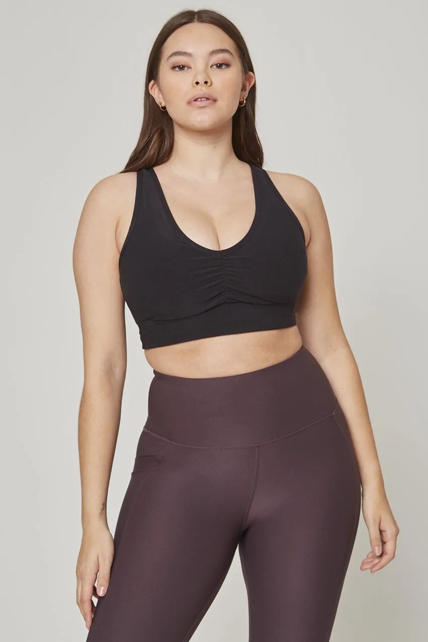 Explore Ruched V-Neck Medium Support Sports Bra Peached sold by MPG product image thumbnail 3