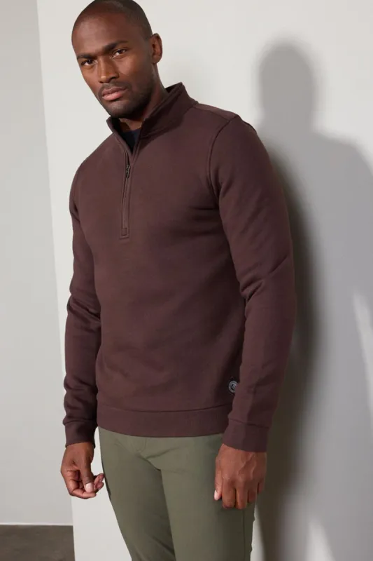 Comfort Men's Fleece 1/4 Zip  - Chocolate Brown sold by MPG