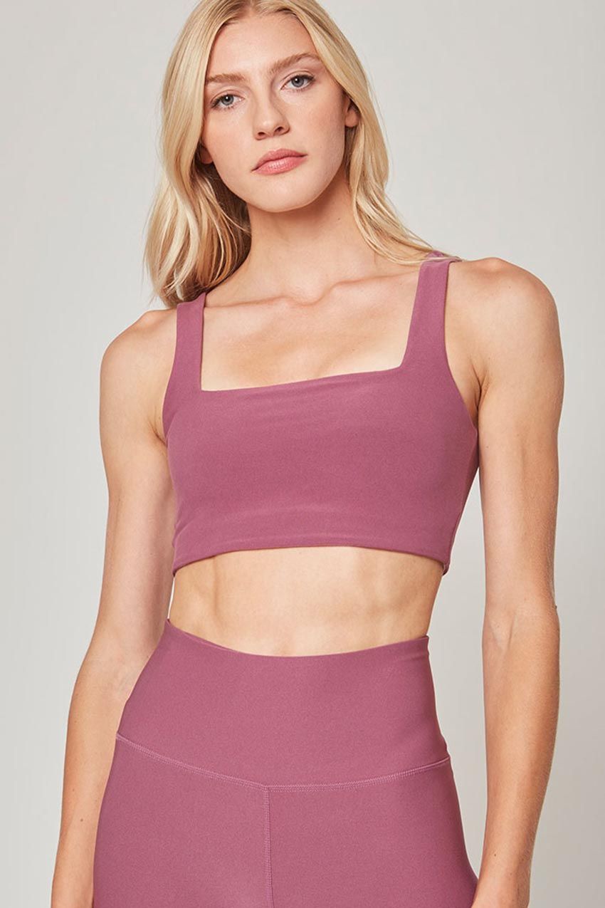 Explore Square Neck Light Support Sports Bra Peached sold by MPG