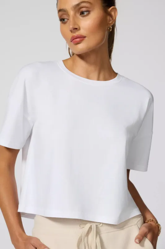 Pima Cotton Boyfriend Tee - White sold by MPG