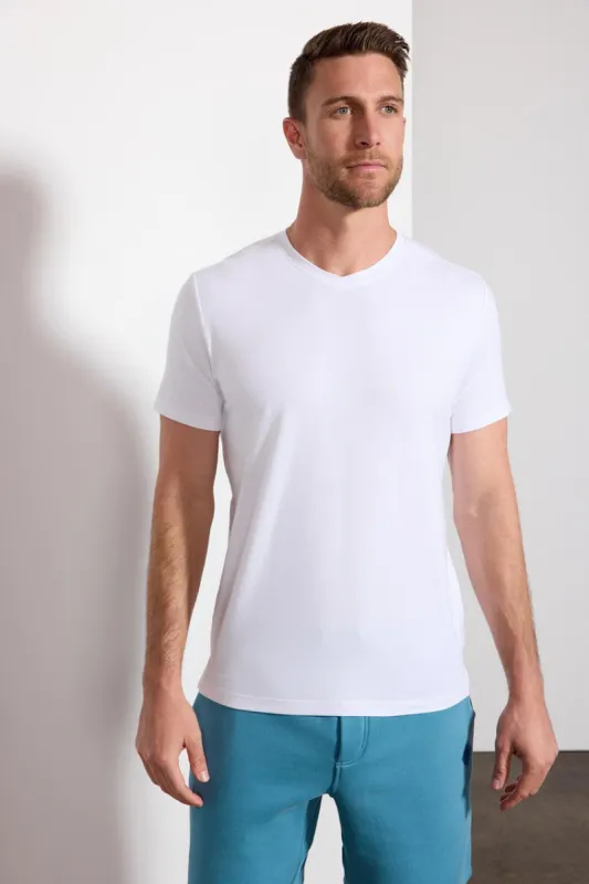 Pima Cotton V-Neck Tee - White sold by MPG