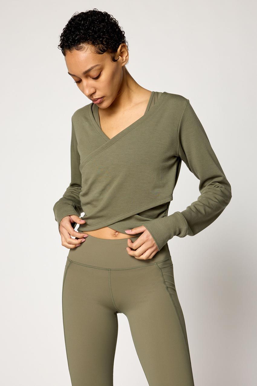 Serene Recycled Polyester Front Wrap Long Sleeve Top sold by MPG product image thumbnail 5