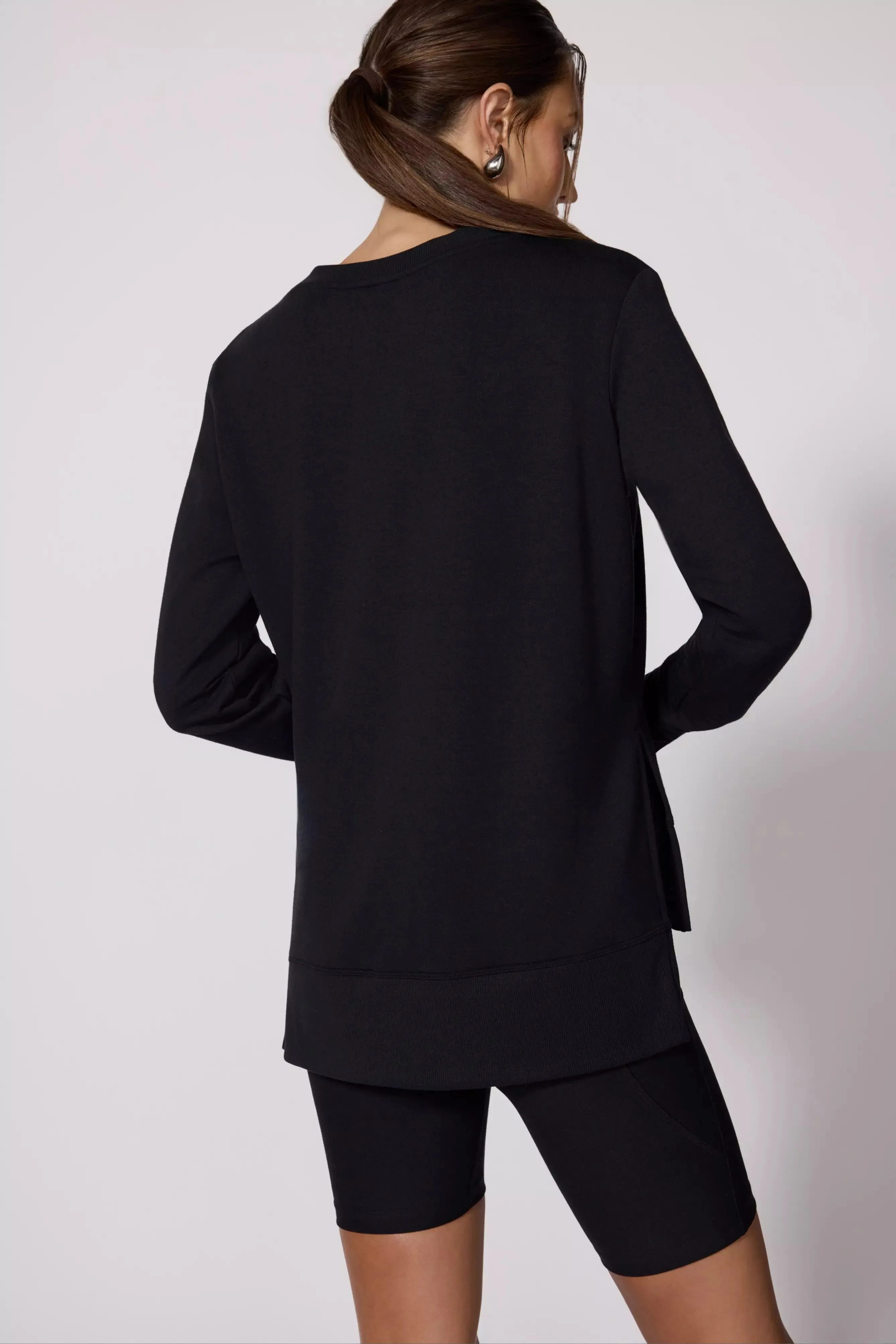Modal Fleece Side Slit Pullover - Black sold by MPG product image thumbnail 3