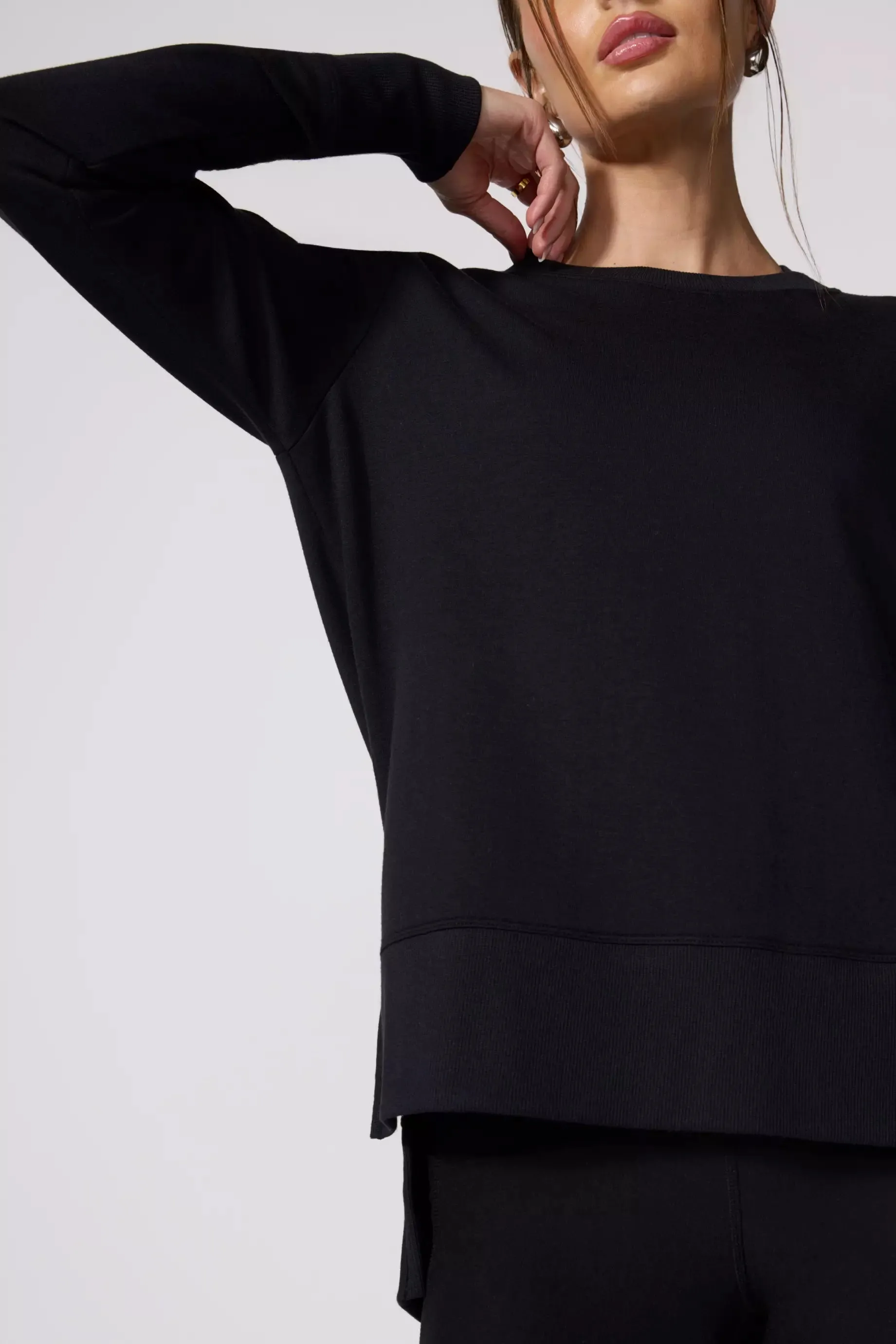 Modal Fleece Side Slit Pullover - Black sold by MPG product image thumbnail 5