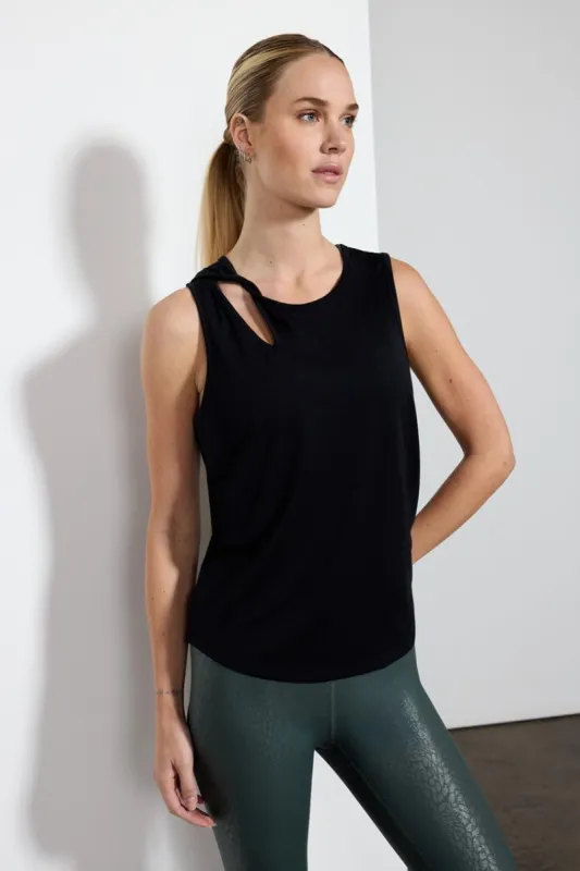 Dynamic Recycled Polyester Twist Keyhole Tank Top sold by MPG