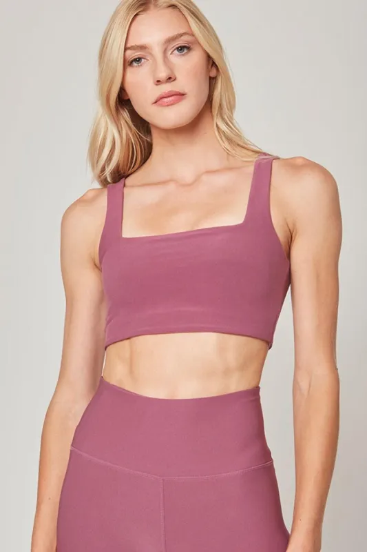 Explore Square Neck Light Support Sports Bra Peached sold by MPG