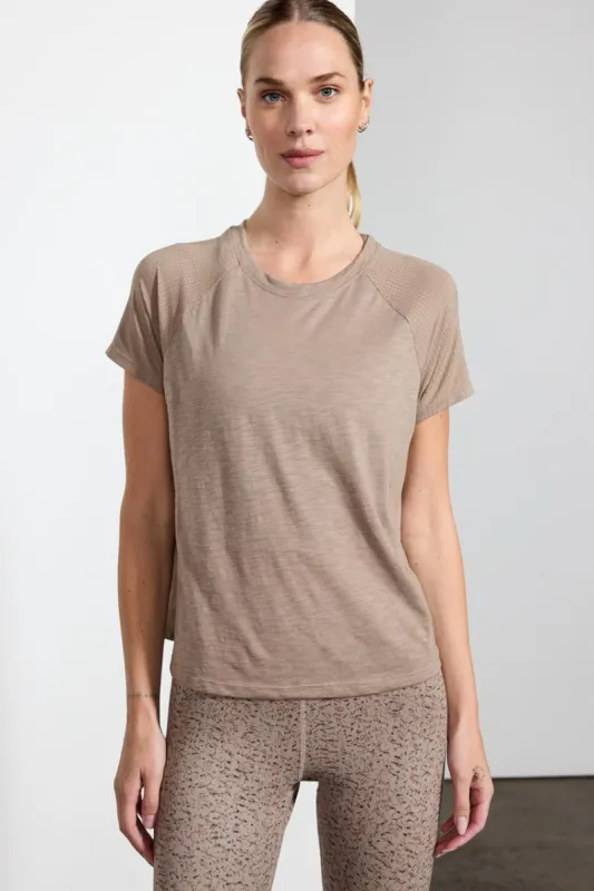 Fusion Crew Neck Short Sleeve Mixed Media Shirt sold by MPG