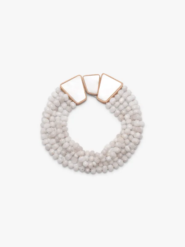 Necklace: agate, beech, mother of pearl sold by Monies