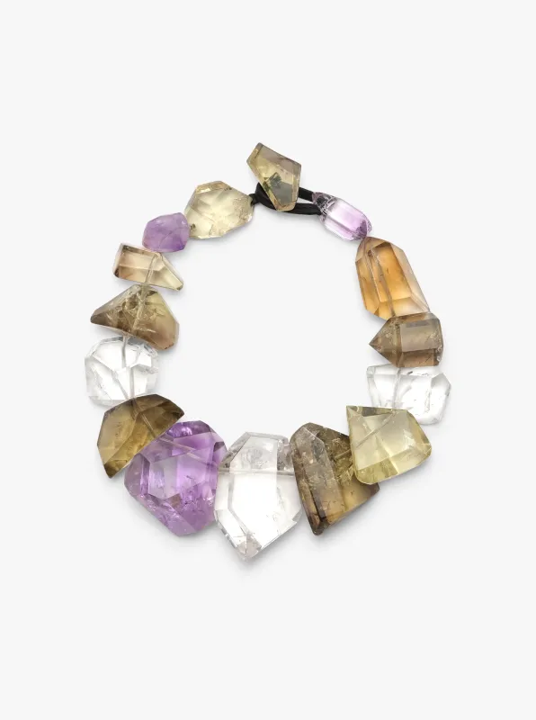 Necklace: amethyst, mountain crystal, citrine sold by Monies