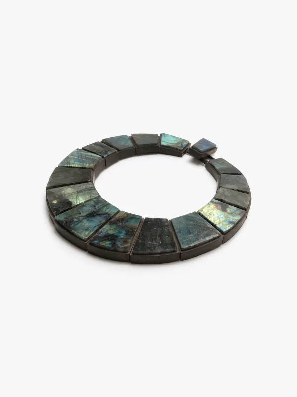 Necklace: labradorite, bog oak sold by Monies