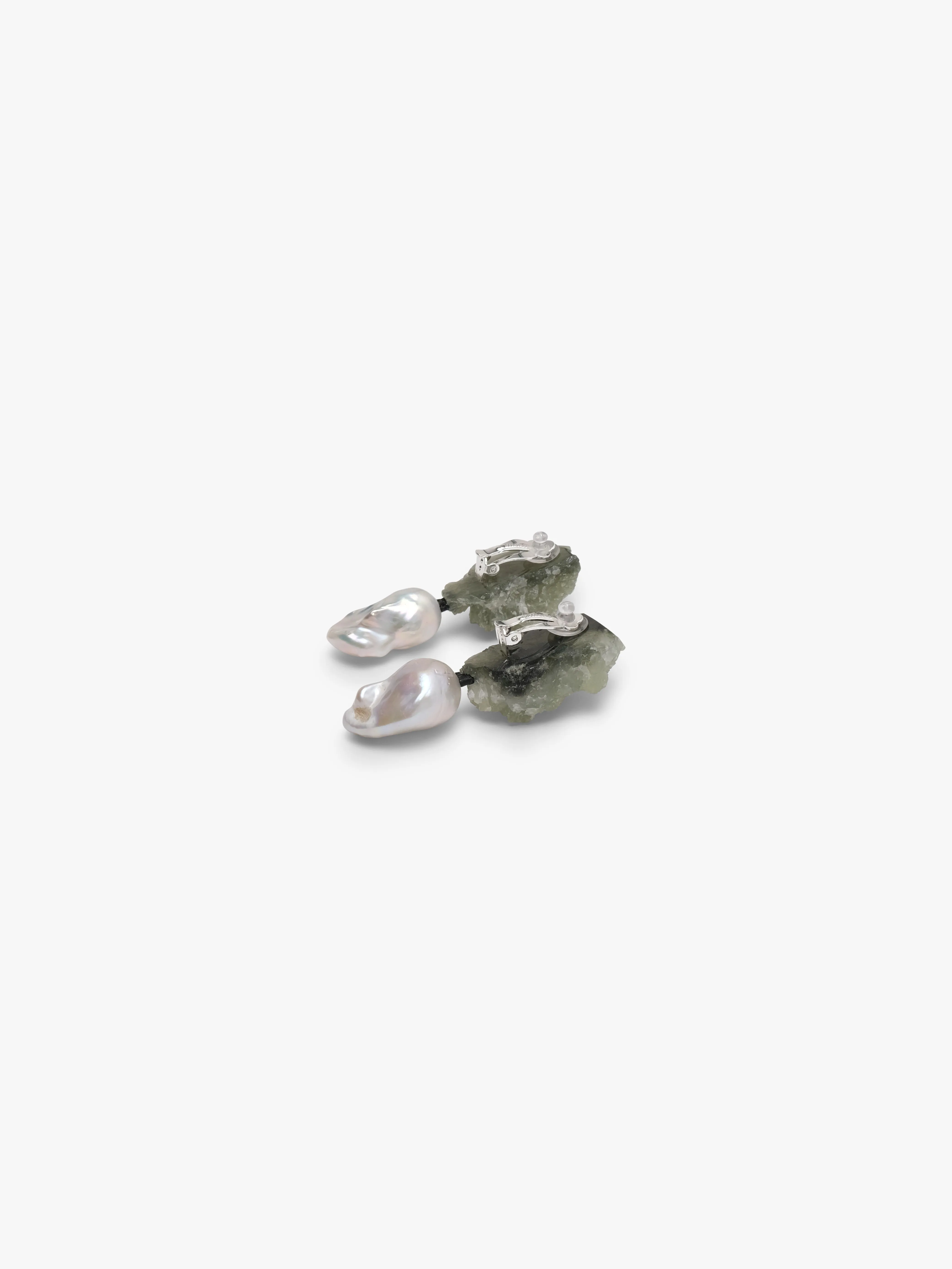 Earrings: prehnite, baroque pearl sold by Monies product image thumbnail 2
