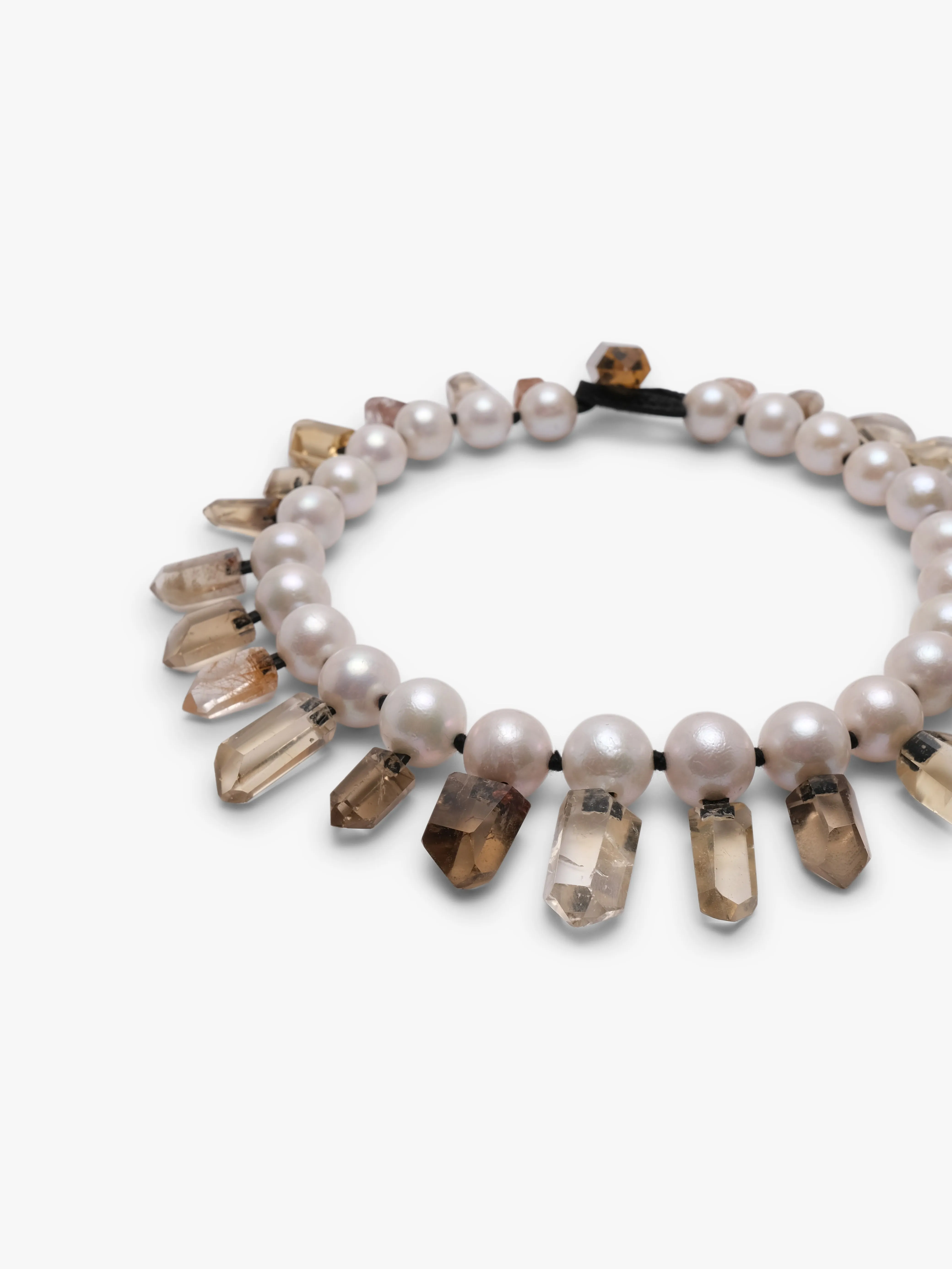 Necklace: pearls, mountain crystal, ruthilated quartz sold by Monies product image thumbnail 2
