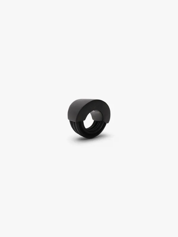 Bayla ring: bog oak, leather sold by Monies