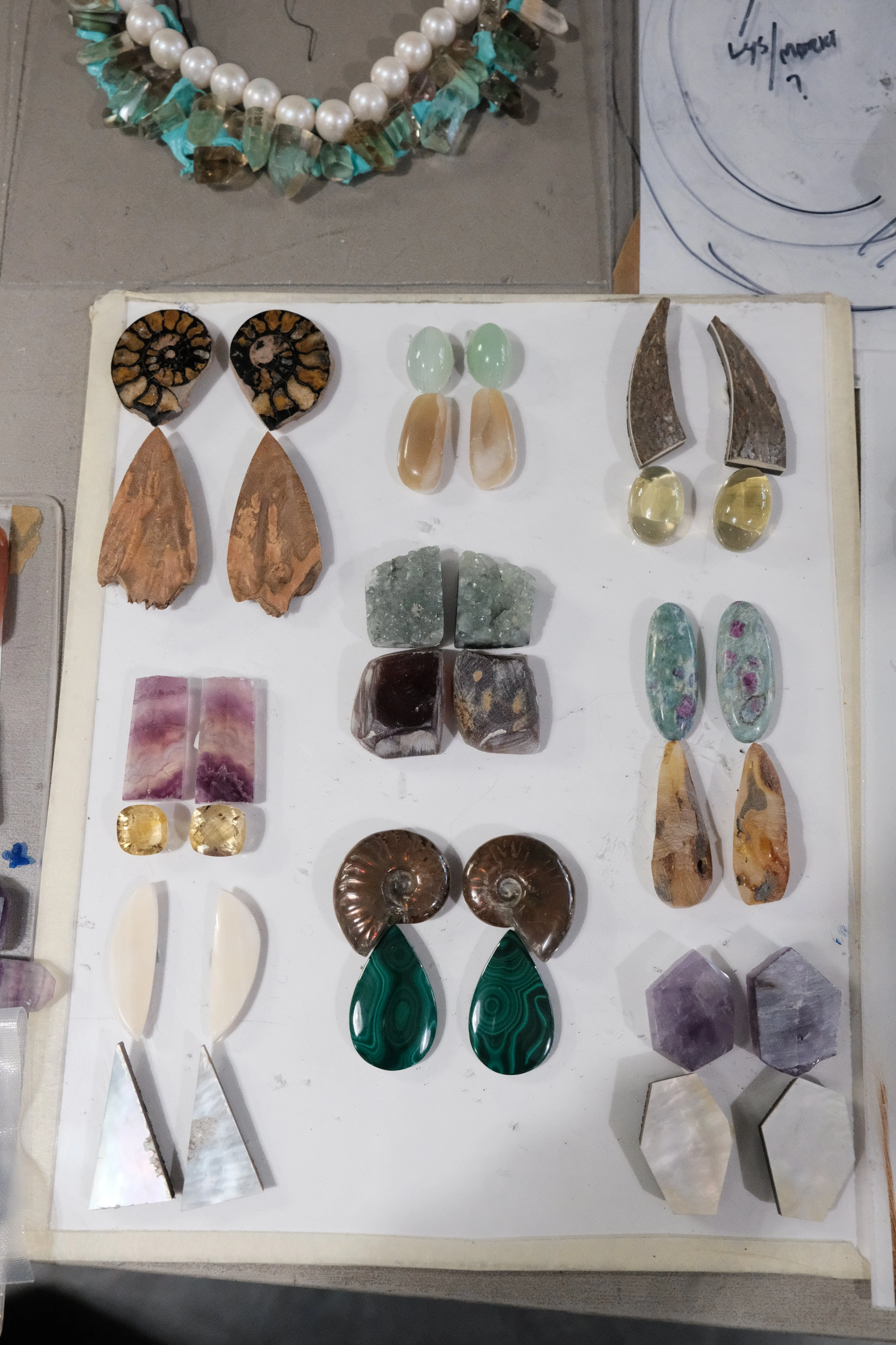 Earrings: mother of pearl, amethyst, bog oak sold by Monies product image thumbnail 2