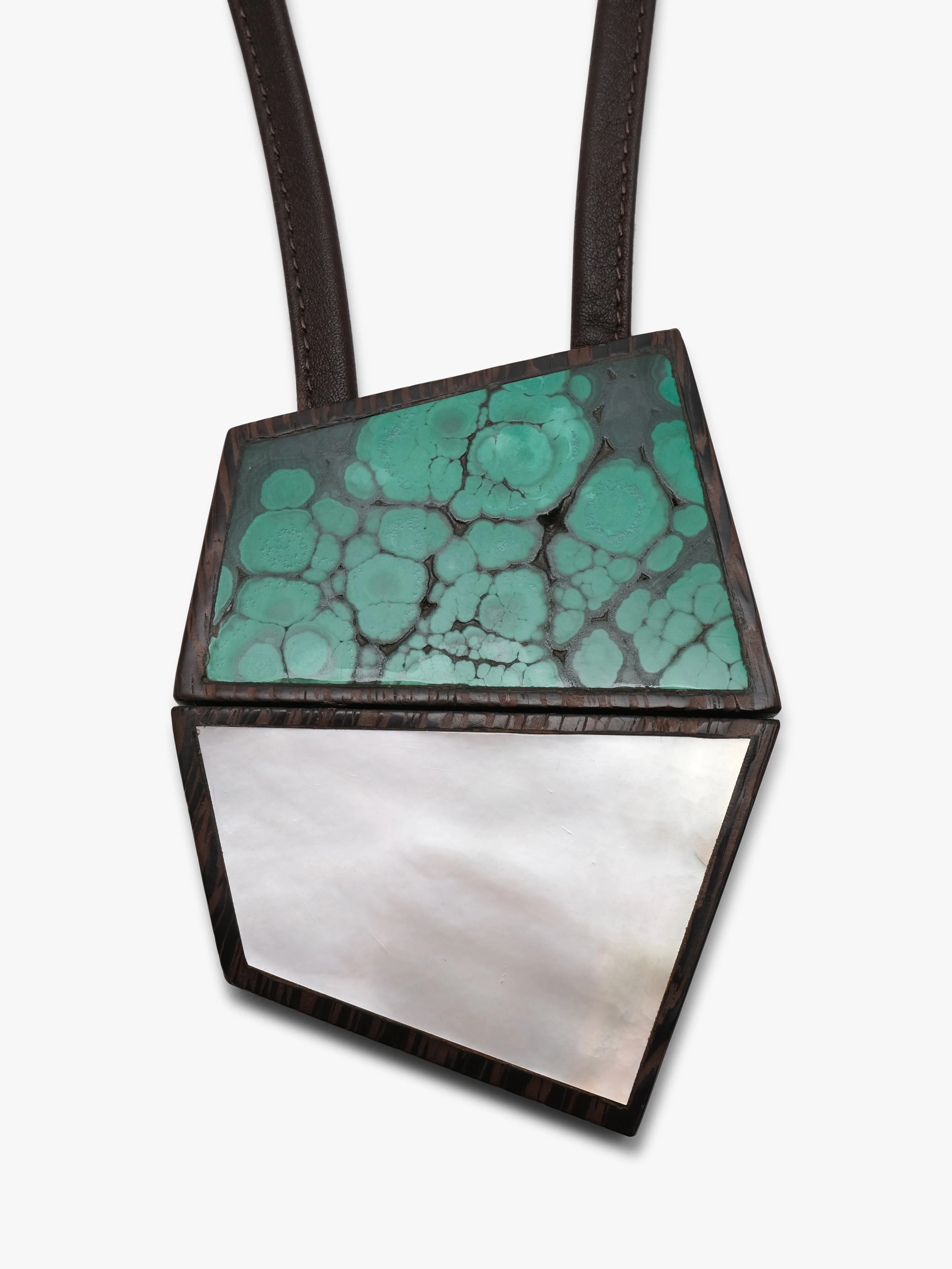 Pendant: pearl, malachite, wengé sold by Monies product image thumbnail 3